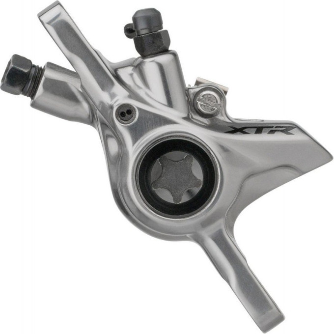 Калипер SHIMANO XTR M9100, гидравлика, POST MOUNT, металлическая колодка K04Ti, без адаптера, IBRM9100MPMX